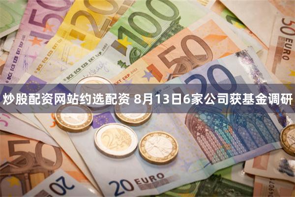 炒股配资网站约选配资 8月13日6家公司获基金调研